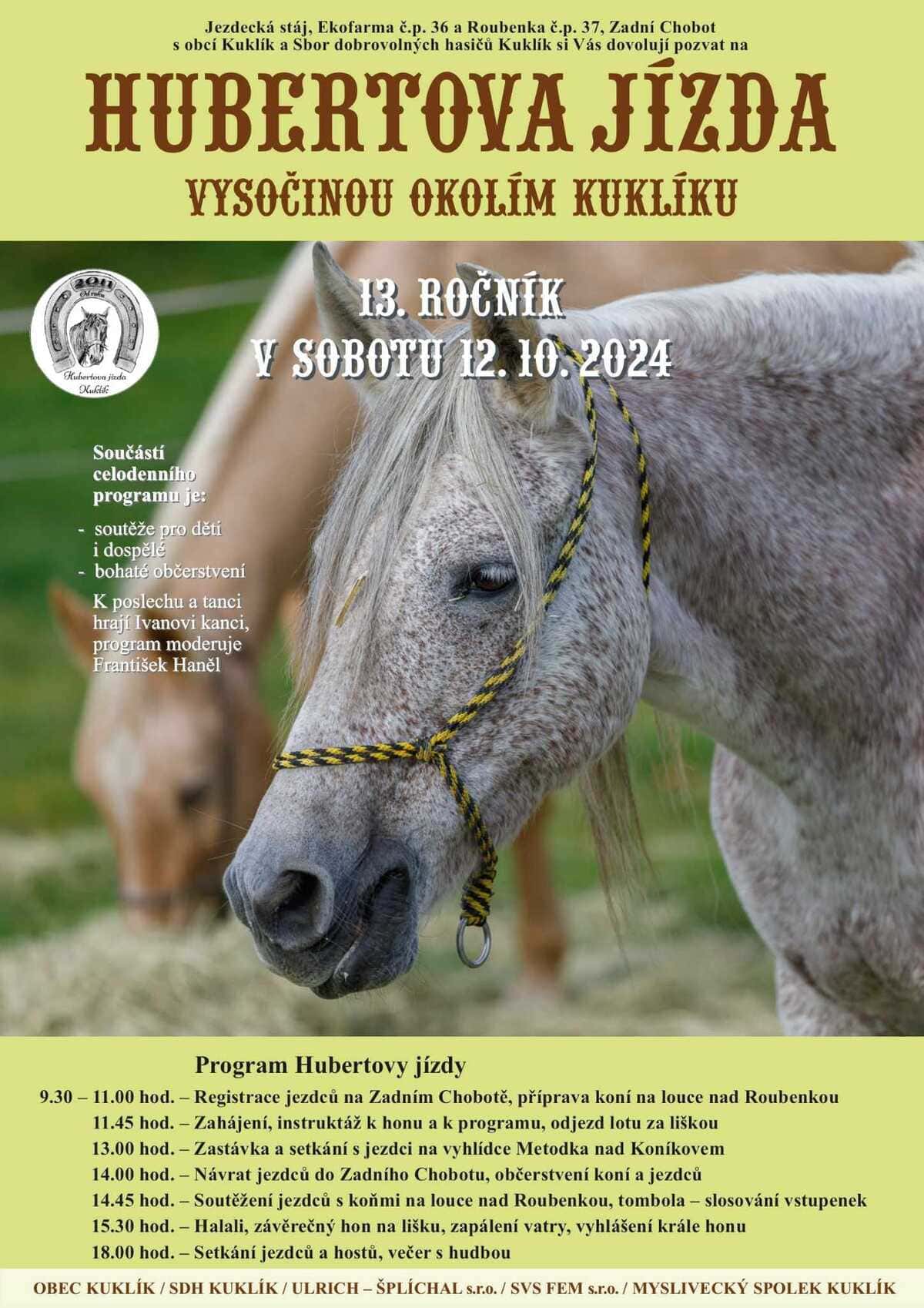 Hubertova jízda vysocinou okolím Kuklíku