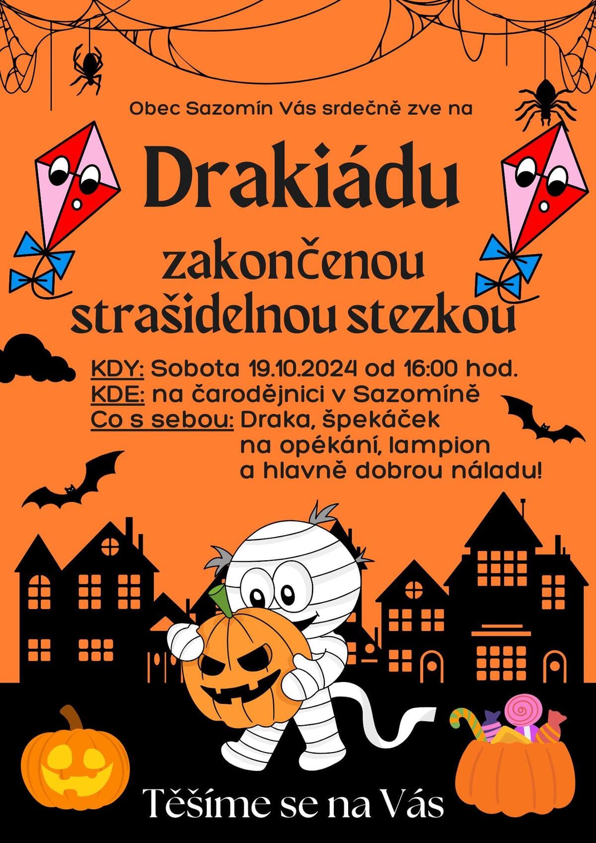 Drakiádu zakončenou strašidelnou stezkou