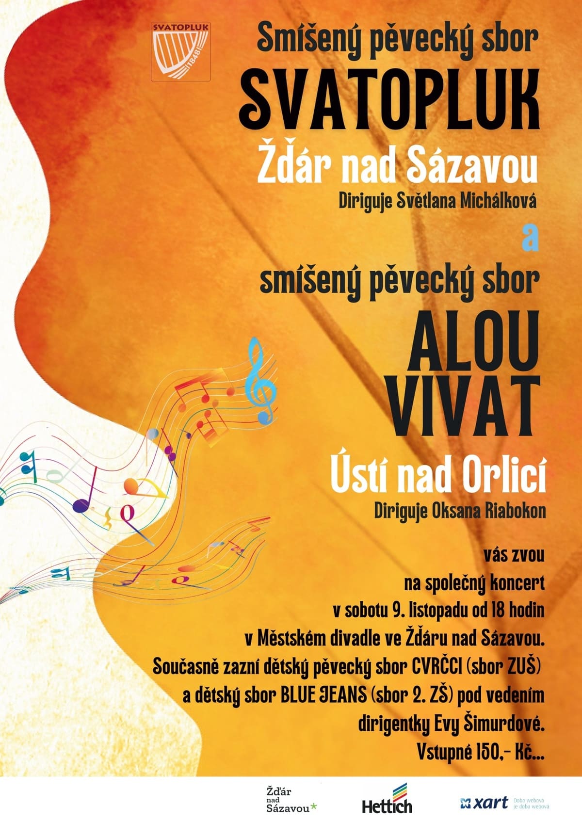 Společný koncert smíšených pěveckých sborů Svatopluk a Alou Vivat