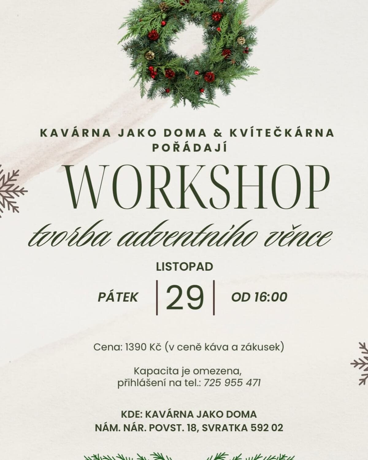WORKSHOP tvorba adventního věnce