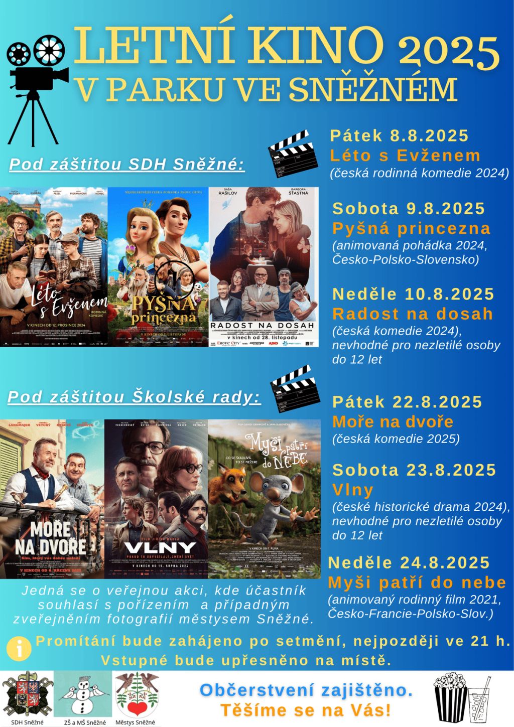 Letní kino 2025 v parku ve Sněžném