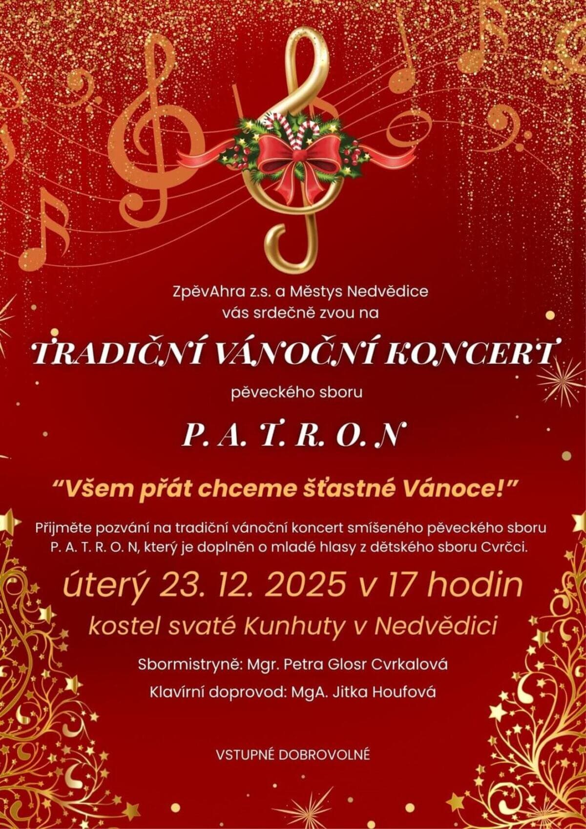 Tradiční vánoční koncert pěveckého sboru P.A.T.R.O.N