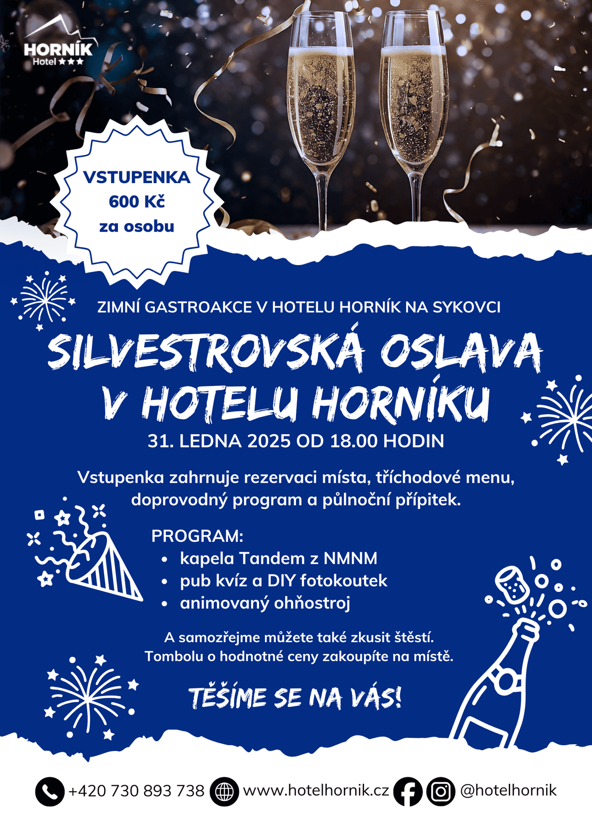 Silvestrovská oslava v Hotelu Horník