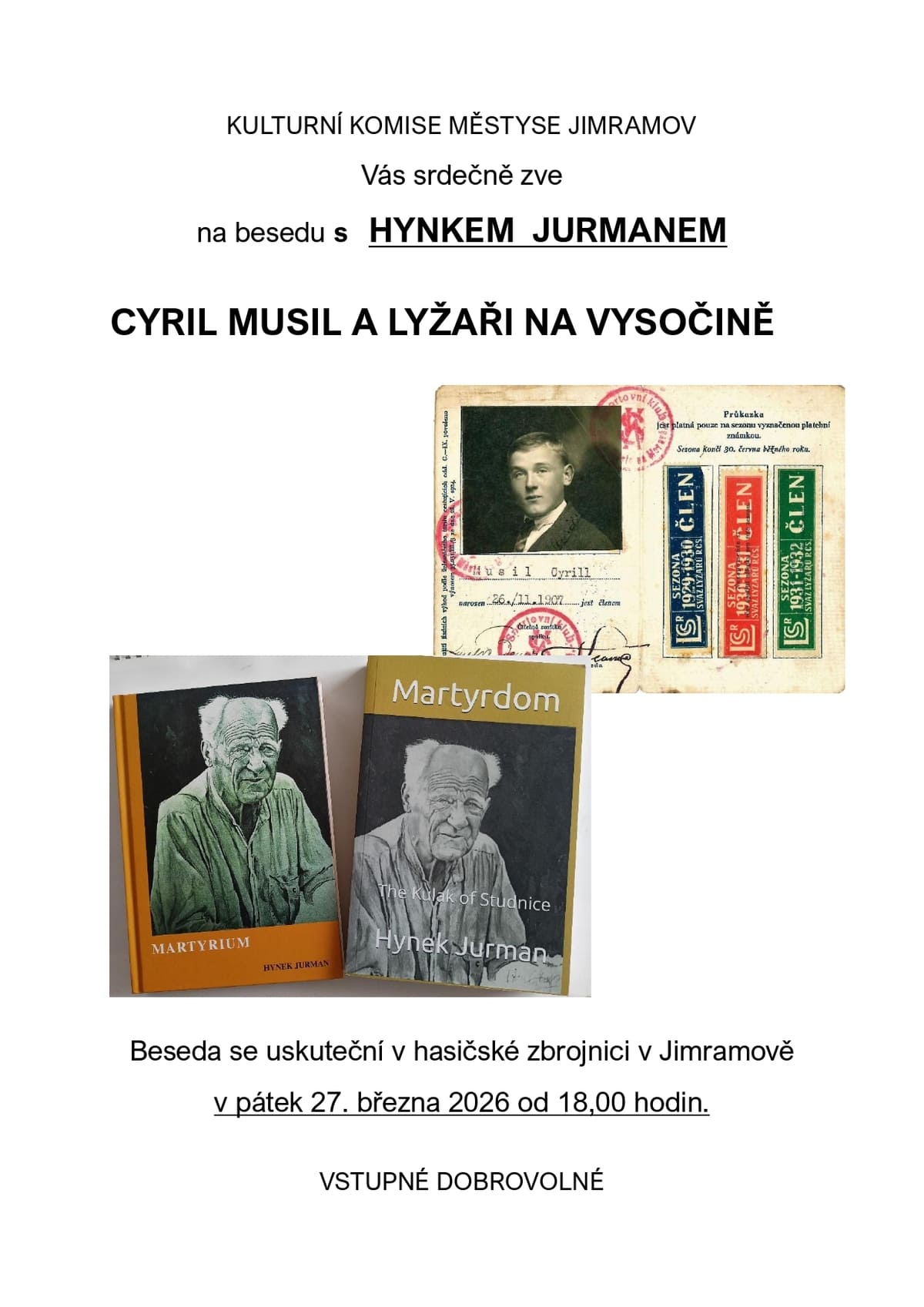 Cyril Musil a lyžaři na Vysočině