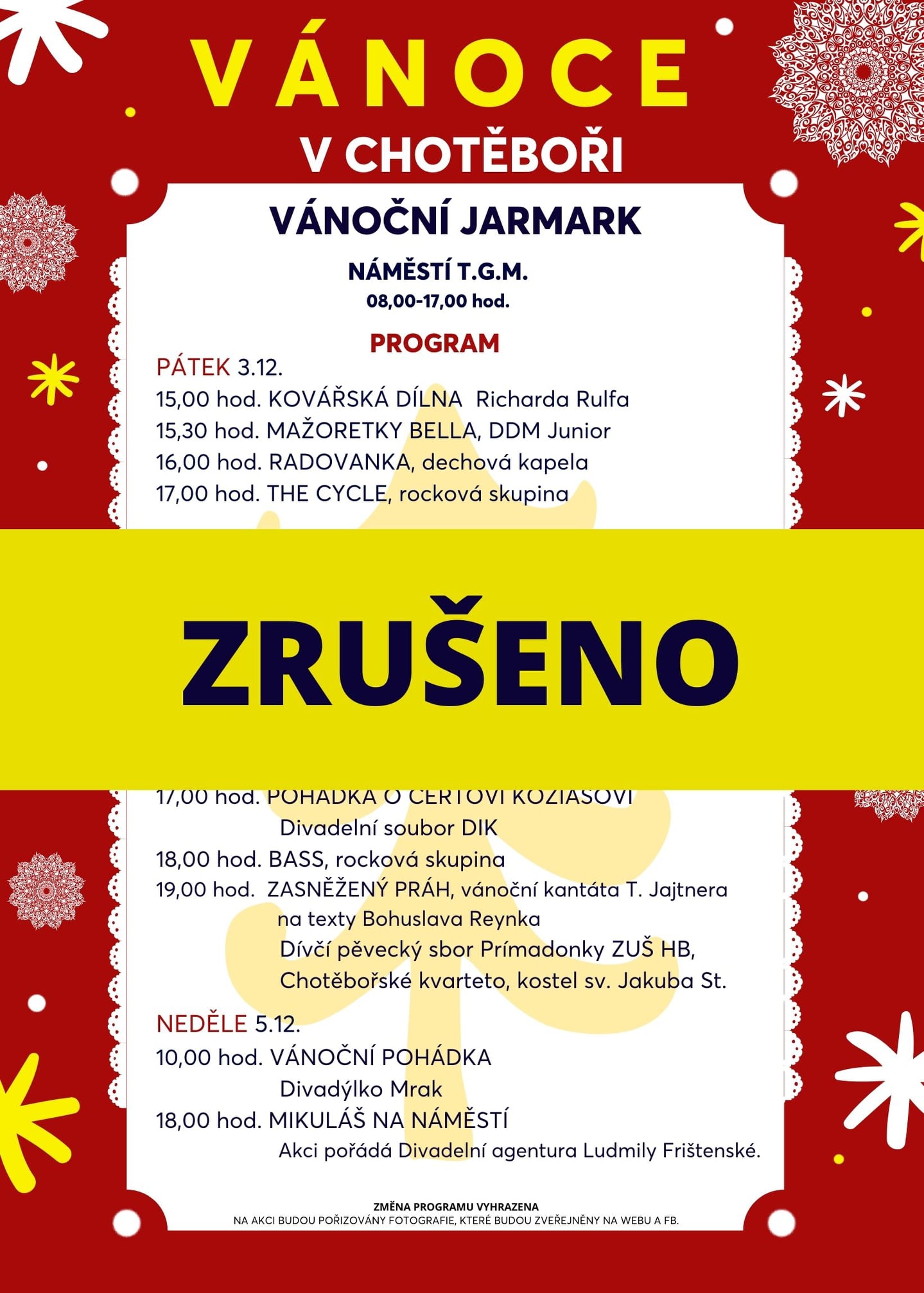 Vánoční jarmark v Chotěboři - Zrušeno