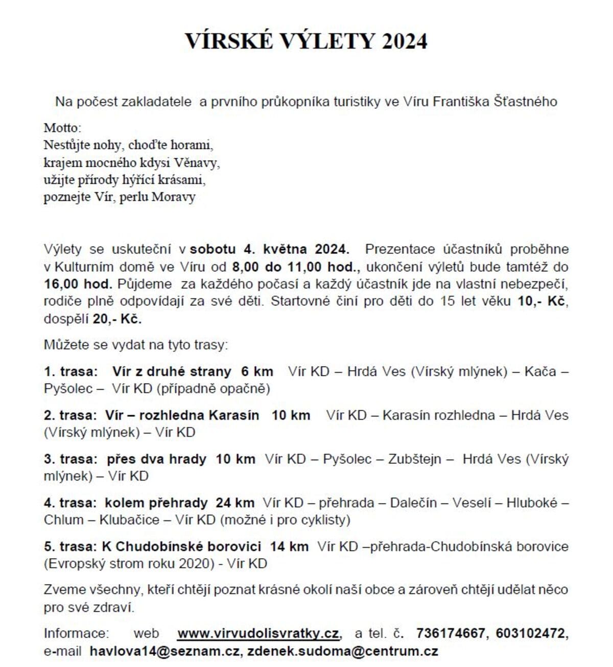 VÍRSKÉ VÝLETY 2024