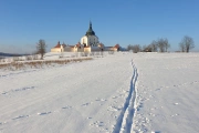 Zelená hora - Poutní kostel sv. Jana Nepomuckého - Pohled na Zelenou horu v zimě